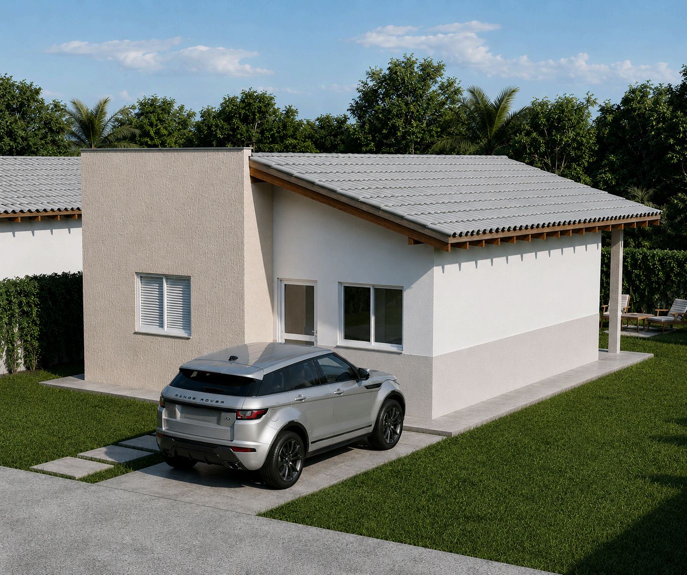 Fachada da casa de 60 m² do Residencial Lourenção II