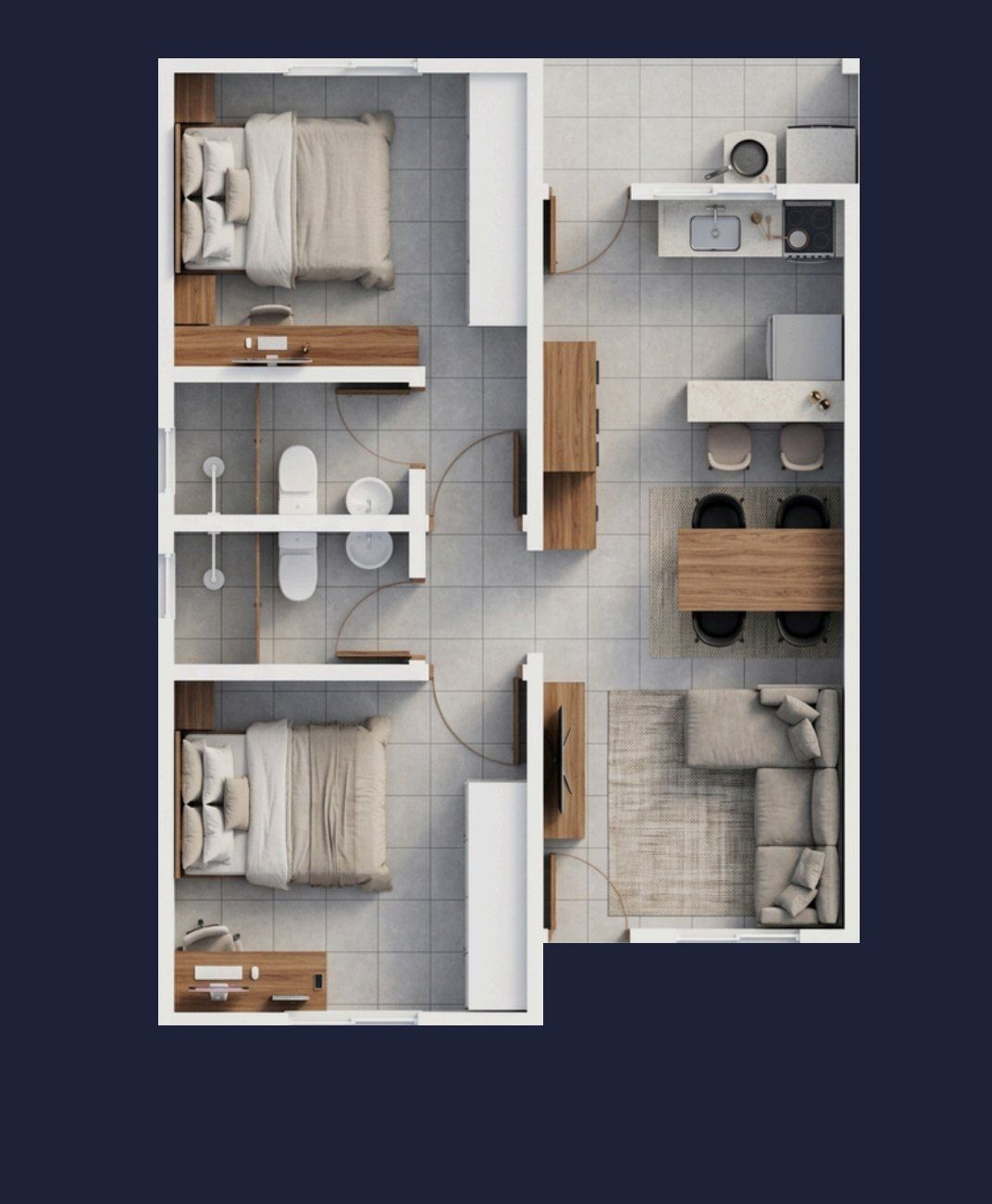 Planta baixa da casa de 60 m² do Residencial Lourenção II